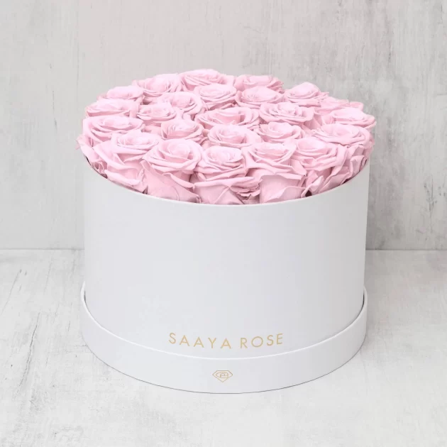 MEDIUM ROUND WHITE BOX (PINK ROSES) - Image 2